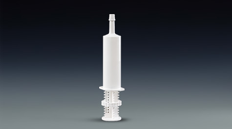 Plastic syringes in equine medicine packaging